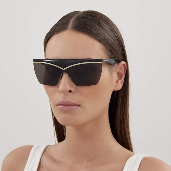 NEW SAINT LAURENT SL614 MASK 001 WOMEN BLACK SUNGLASSES SAINT LAURENT SL 614 001 - Picture 1 of 14